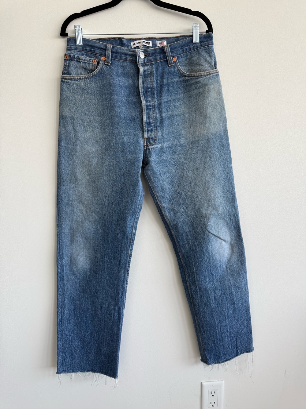 Re/Done x Levis Women's Straight Leg Jeans in Faded Blue